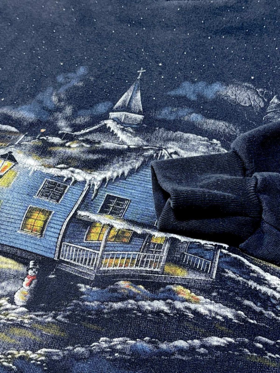 画像10: バックプリントもあり ハウス柄 ネイビー ハイネック レトロ USA古着 ヴィンテージスウェット (10)