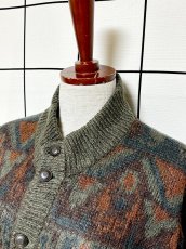 画像4: Italy製 三角柄 レトロ ヨーロッパ古着 ヴィンテージニットカーディガン (4)