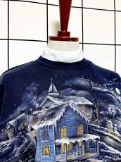 画像6: バックプリントもあり ハウス柄 ネイビー ハイネック レトロ USA古着 ヴィンテージスウェット (6)