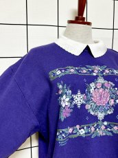 画像6: Ｍorningsun 花柄  ラメ入り パープル 襟付き レトロ USA古着 ヴィンテージスウェット (6)