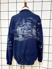 画像2: バックプリントもあり ハウス柄 ネイビー ハイネック レトロ USA古着 ヴィンテージスウェット (2)