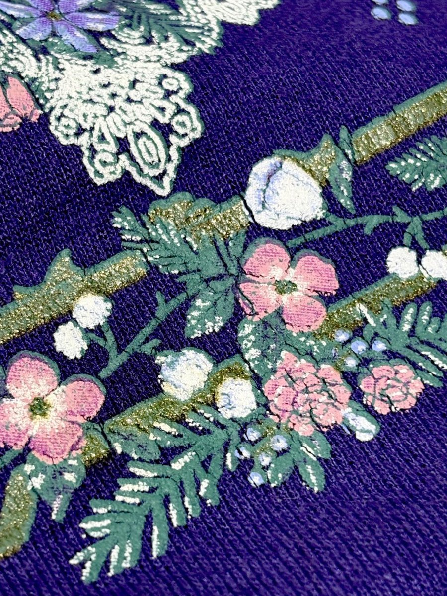 画像11: Ｍorningsun 花柄  ラメ入り パープル 襟付き レトロ USA古着 ヴィンテージスウェット (11)