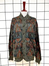 画像1: Italy製 三角柄 レトロ ヨーロッパ古着 ヴィンテージニットカーディガン (1)