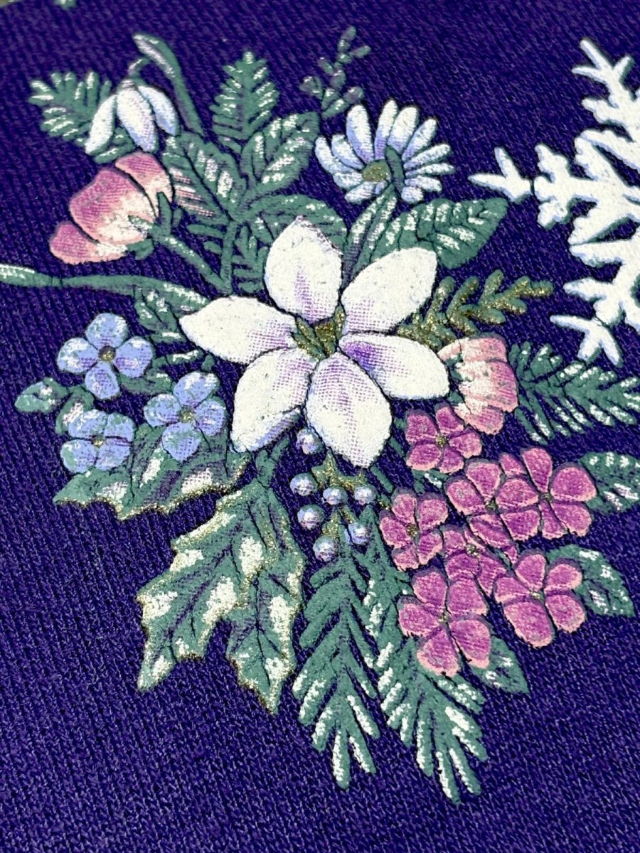 画像10: Ｍorningsun 花柄  ラメ入り パープル 襟付き レトロ USA古着 ヴィンテージスウェット (10)
