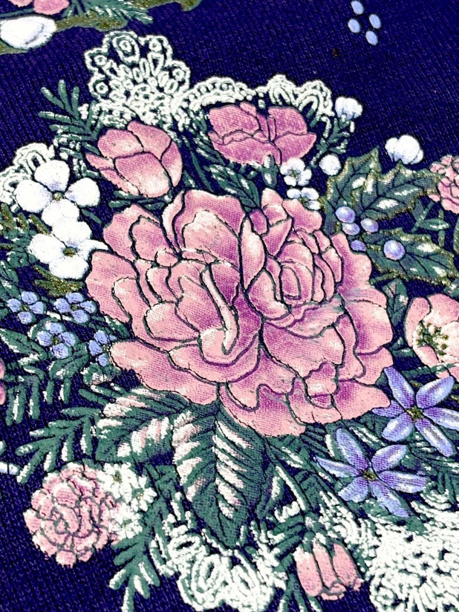 画像12: Ｍorningsun 花柄  ラメ入り パープル 襟付き レトロ USA古着 ヴィンテージスウェット (12)