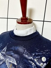 画像5: バックプリントもあり ハウス柄 ネイビー ハイネック レトロ USA古着 ヴィンテージスウェット (5)