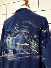 画像3: バックプリントもあり ハウス柄 ネイビー ハイネック レトロ USA古着 ヴィンテージスウェット (3)