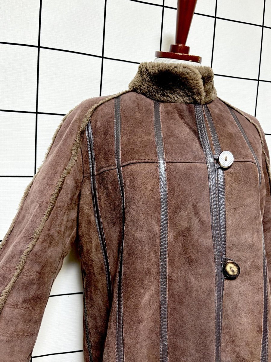 画像6: カナダ製 CANADA ムートン ボア レザー ブラウン 古着 ヴィンテージコート (6)