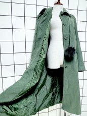 画像10: ポンポンリボン付 フランス ウール ヨーロッパ古着 ヴィンテージロングコート (10)