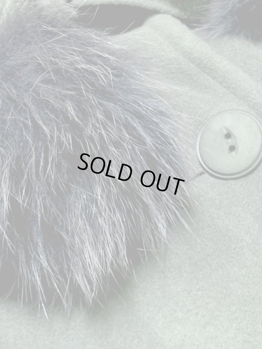 画像12: ポンポンリボン付 フランス ウール ヨーロッパ古着 ヴィンテージロングコート (12)