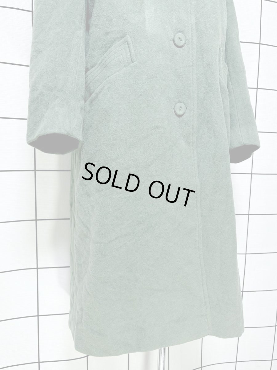 画像8: ポンポンリボン付 フランス ウール ヨーロッパ古着 ヴィンテージロングコート (8)