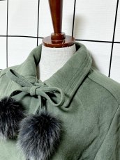 画像4: ポンポンリボン付 フランス ウール ヨーロッパ古着 ヴィンテージロングコート (4)