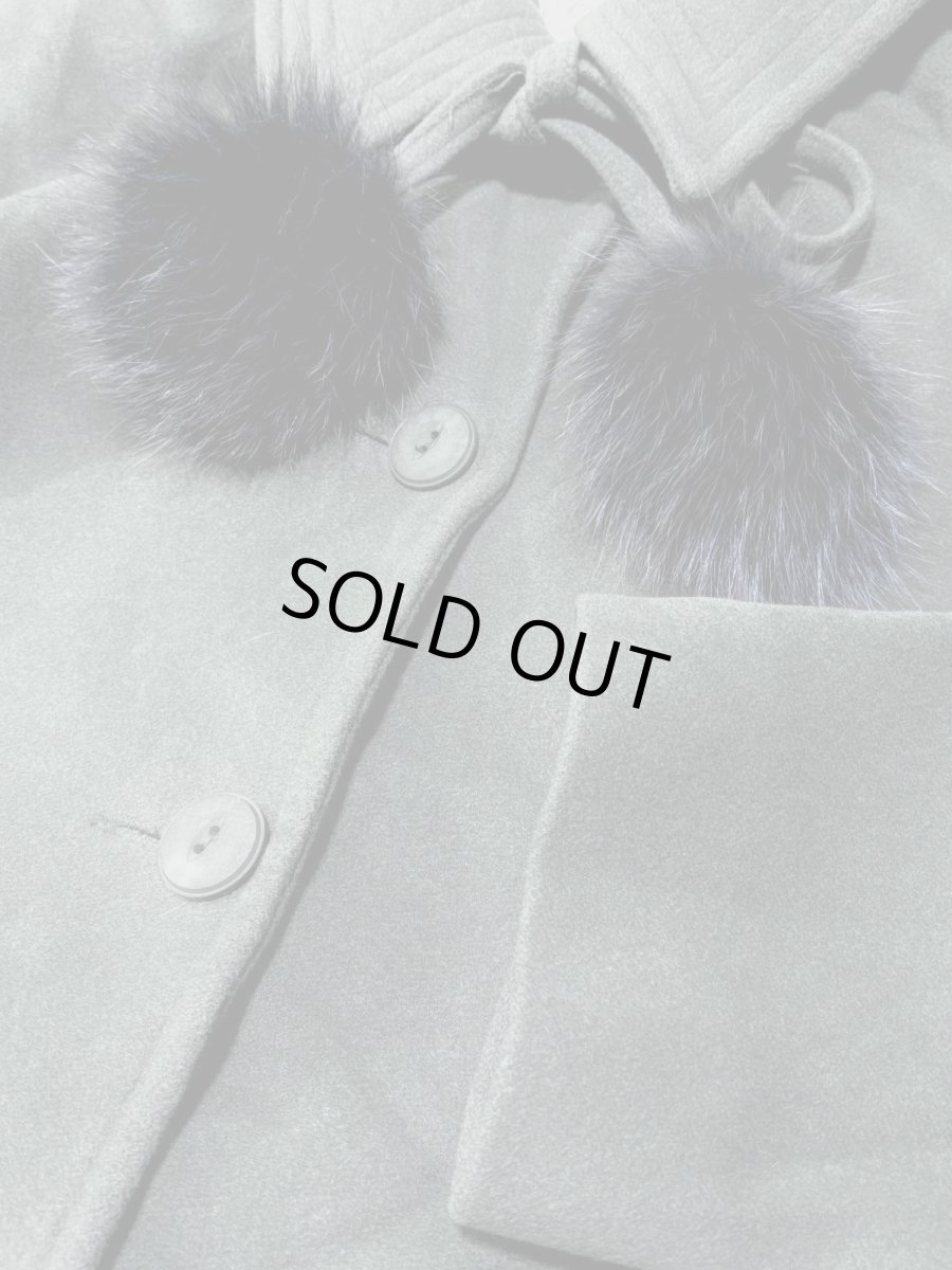 画像11: ポンポンリボン付 フランス ウール ヨーロッパ古着 ヴィンテージロングコート (11)