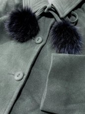 画像11: ポンポンリボン付 フランス ウール ヨーロッパ古着 ヴィンテージロングコート (11)