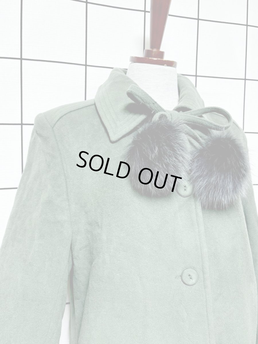 画像6: ポンポンリボン付 フランス ウール ヨーロッパ古着 ヴィンテージロングコート (6)