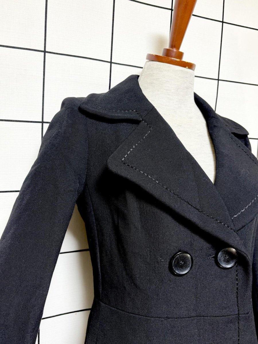 画像6: フランス製 FRANCE 無地 ブラック レトロ ヨーロッパ古着 ヴィンテージウールコート (6)