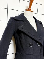 画像6: フランス製 FRANCE 無地 ブラック レトロ ヨーロッパ古着 ヴィンテージウールコート (6)