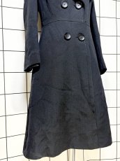 画像7: フランス製 FRANCE 無地 ブラック レトロ ヨーロッパ古着 ヴィンテージウールコート (7)