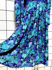 画像9: 花柄 スエードライン レトロ USA古着 ヴィンテージワンピース (9)