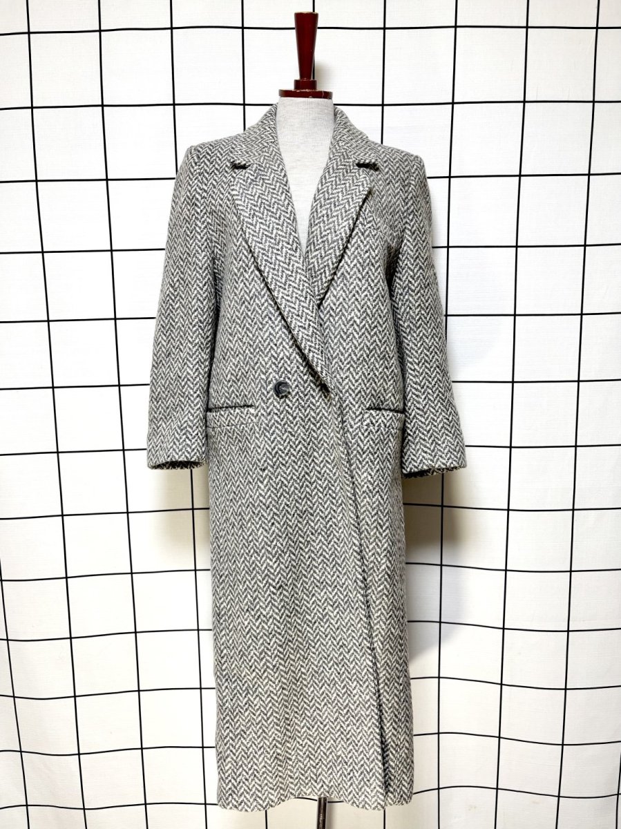 画像1: モノトーン ウール レトロ USA古着 ヴィンテージコート (1)