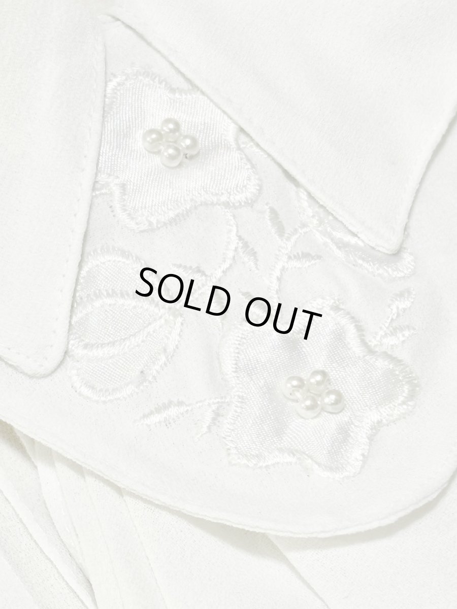 画像12: リボンタイ付  ホワイト クラシカル レトロ USA古着 ヴィンテージブラウス (12)