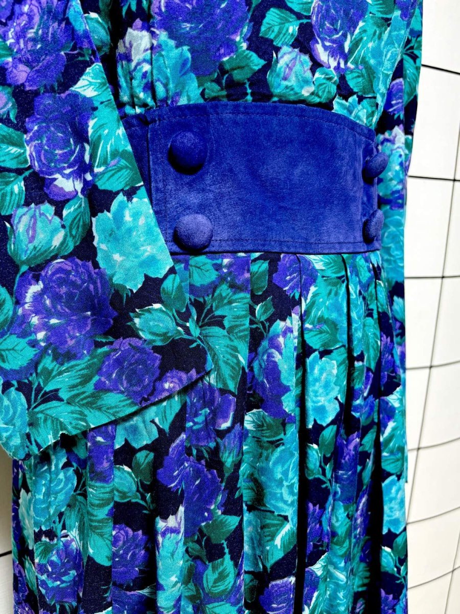 画像7: 花柄 スエードライン レトロ USA古着 ヴィンテージワンピース (7)