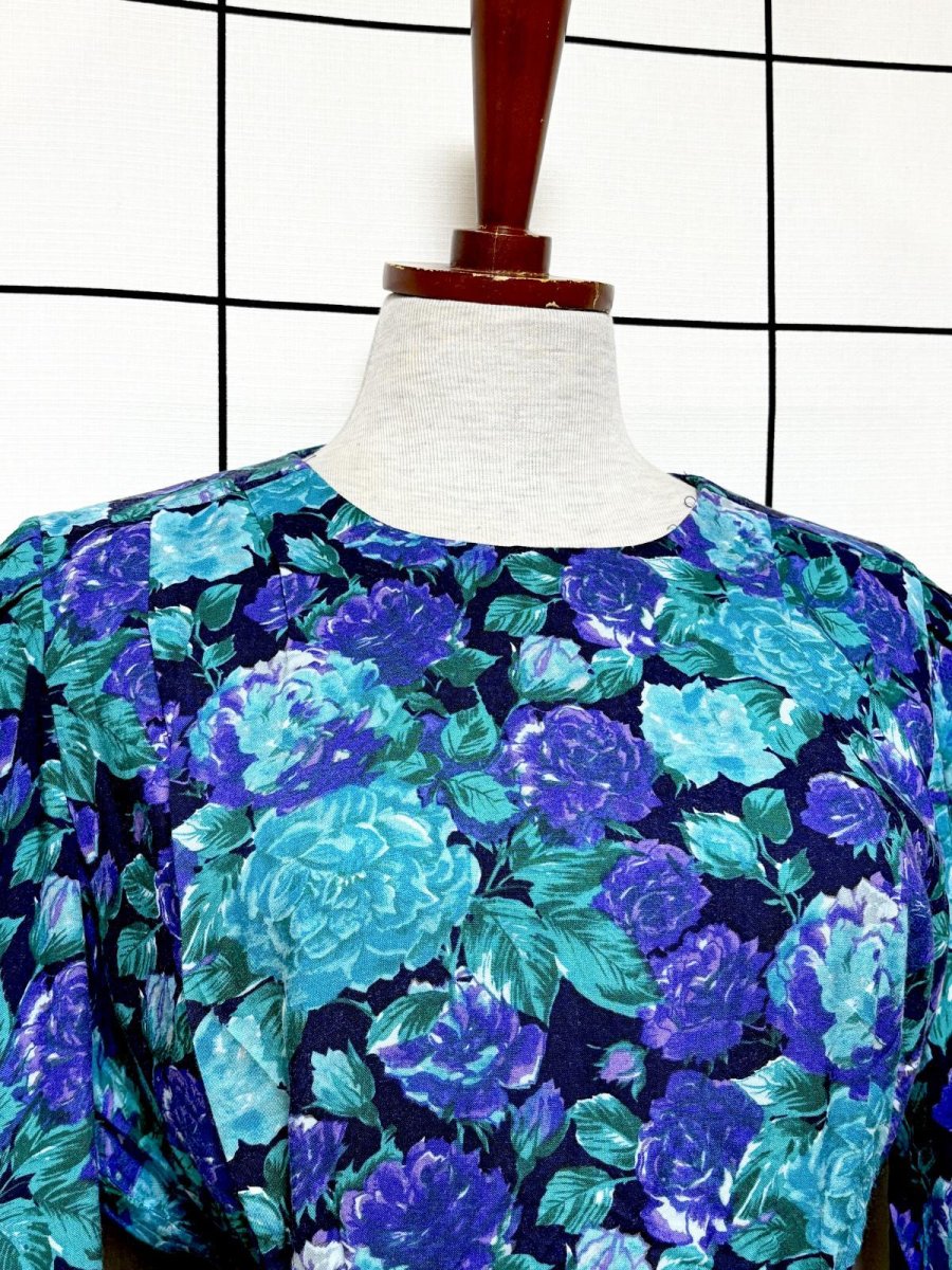 画像5: 花柄 スエードライン レトロ USA古着 ヴィンテージワンピース (5)