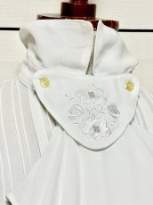 画像9: リボンタイ付  ホワイト クラシカル レトロ USA古着 ヴィンテージブラウス (9)