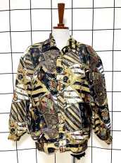 画像1: スカーフ柄 ジップアップ USA古着 ジャンパー ヴィンテージブルゾンジャケット (1)