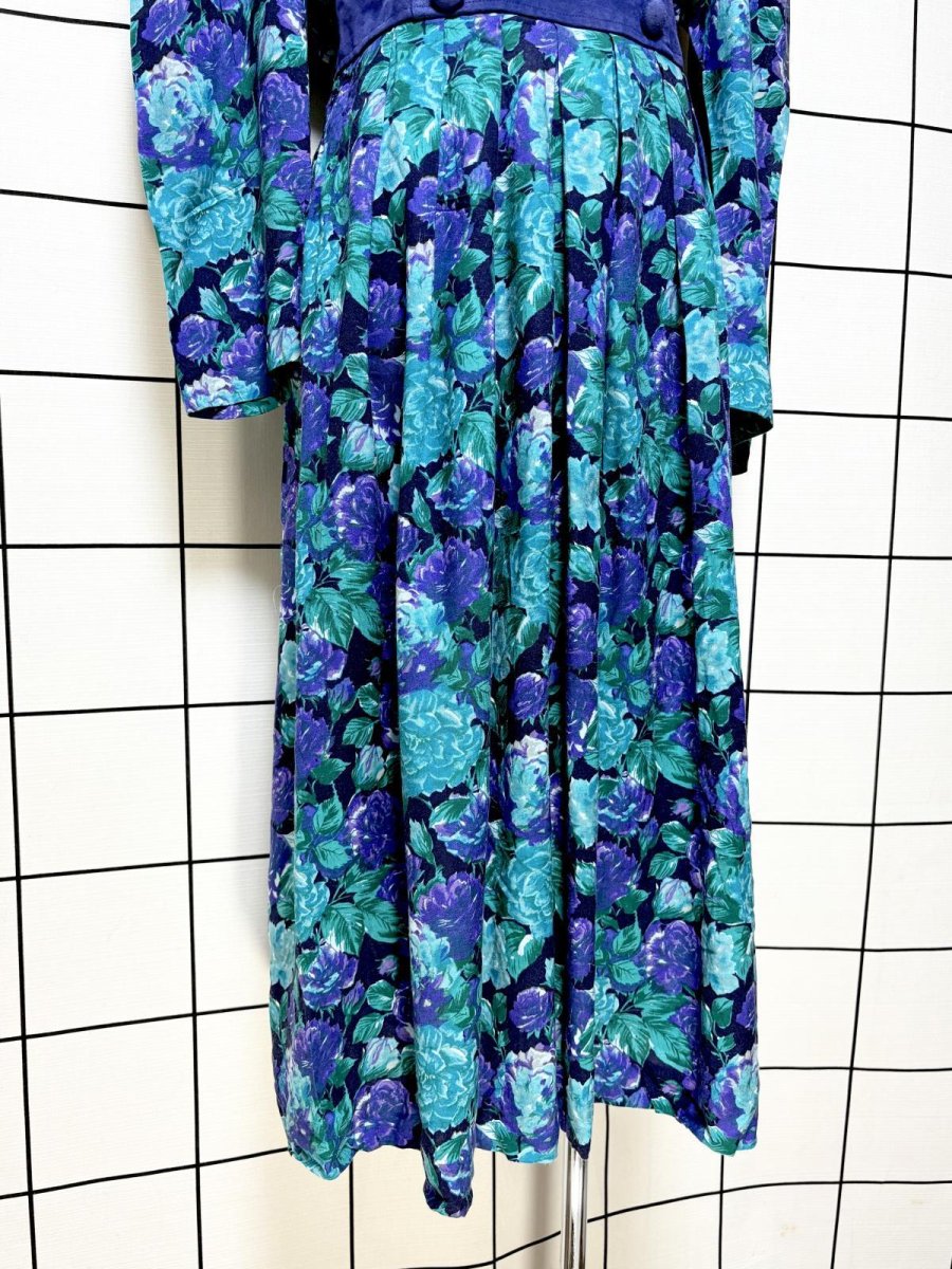 画像8: 花柄 スエードライン レトロ USA古着 ヴィンテージワンピース (8)