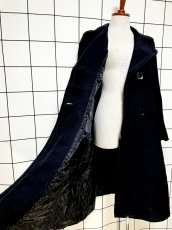 画像8: フランス製 FRANCE 無地 ブラック レトロ ヨーロッパ古着 ヴィンテージウールコート (8)