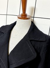画像4: フランス製 FRANCE 無地 ブラック レトロ ヨーロッパ古着 ヴィンテージウールコート (4)