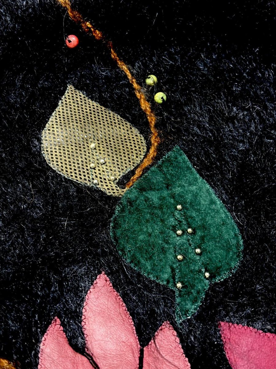 画像10: フラワーパッチ モヘア ブラック レトロ USA古着 ヴィンテージ ロングニットカーディガン (10)