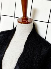 画像4: フラワーパッチ モヘア ブラック レトロ USA古着 ヴィンテージ ロングニットカーディガン (4)