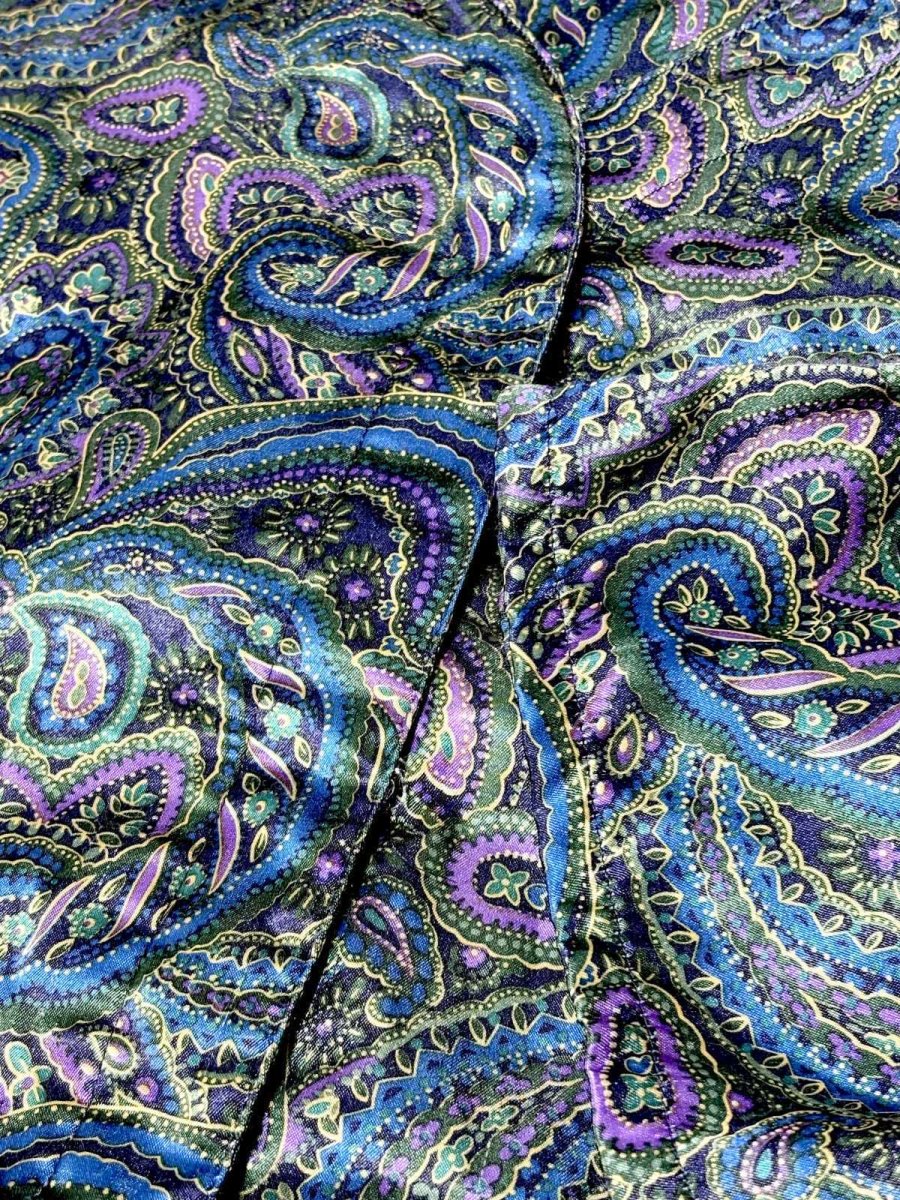 画像8: レトロサイケ ペイズリー ノーカラー レトロ USA古着 ヴィンテージブラウス (8)