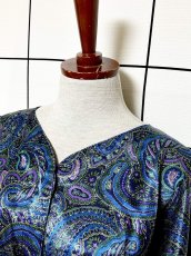 画像4: レトロサイケ ペイズリー ノーカラー レトロ USA古着 ヴィンテージブラウス (4)