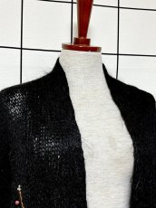 画像5: フラワーパッチ モヘア ブラック レトロ USA古着 ヴィンテージ ロングニットカーディガン (5)