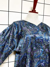 画像6: レトロサイケ ペイズリー ノーカラー レトロ USA古着 ヴィンテージブラウス (6)