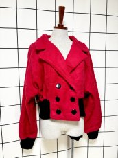 画像3: フランス製 FRANCE ショート丈 バイカラー レトロ ヨーロッパ古着 ヴィンテージニットジャケット (3)