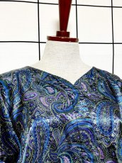 画像5: レトロサイケ ペイズリー ノーカラー レトロ USA古着 ヴィンテージブラウス (5)