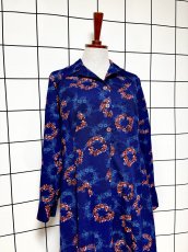 画像3: 花柄 ネイビー 長袖 レトロ ヨーロッパ古着 ヴィンテージワンピース (3)