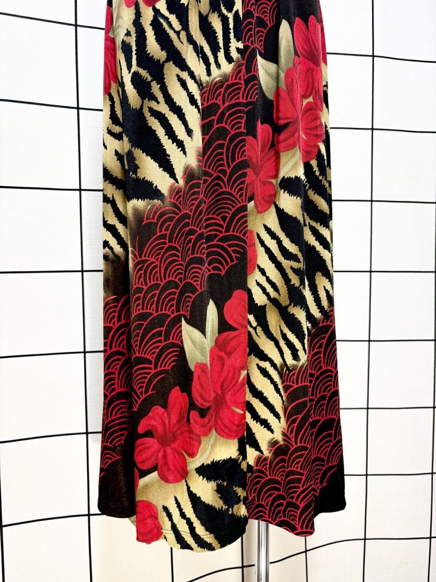 画像3: レオパード 花柄 ウエストゴム レトロ USA古着 ヴィンテージスカート (3)