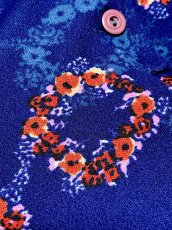 画像10: 花柄 ネイビー 長袖 レトロ ヨーロッパ古着 ヴィンテージワンピース (10)