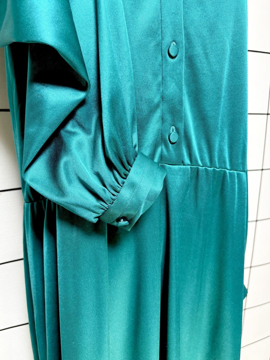 画像8: ハイネック タックデザイン ウエストゴム レトロ USA古着 ヴィンテージワンピース (8)