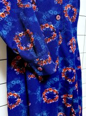 画像7: 花柄 ネイビー 長袖 レトロ ヨーロッパ古着 ヴィンテージワンピース (7)