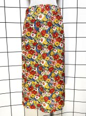 画像1: 総花柄 ウエストゴム レトロ ヨーロッパ古着 ヴィンテージスカート (1)