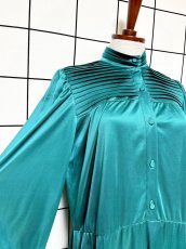 画像7: ハイネック タックデザイン ウエストゴム レトロ USA古着 ヴィンテージワンピース (7)