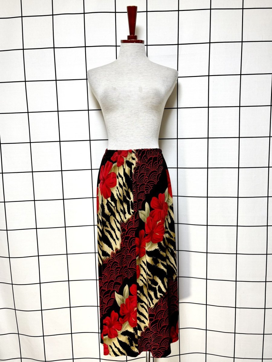 画像5: レオパード 花柄 ウエストゴム レトロ USA古着 ヴィンテージスカート (5)