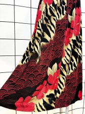 画像4: レオパード 花柄 ウエストゴム レトロ USA古着 ヴィンテージスカート (4)