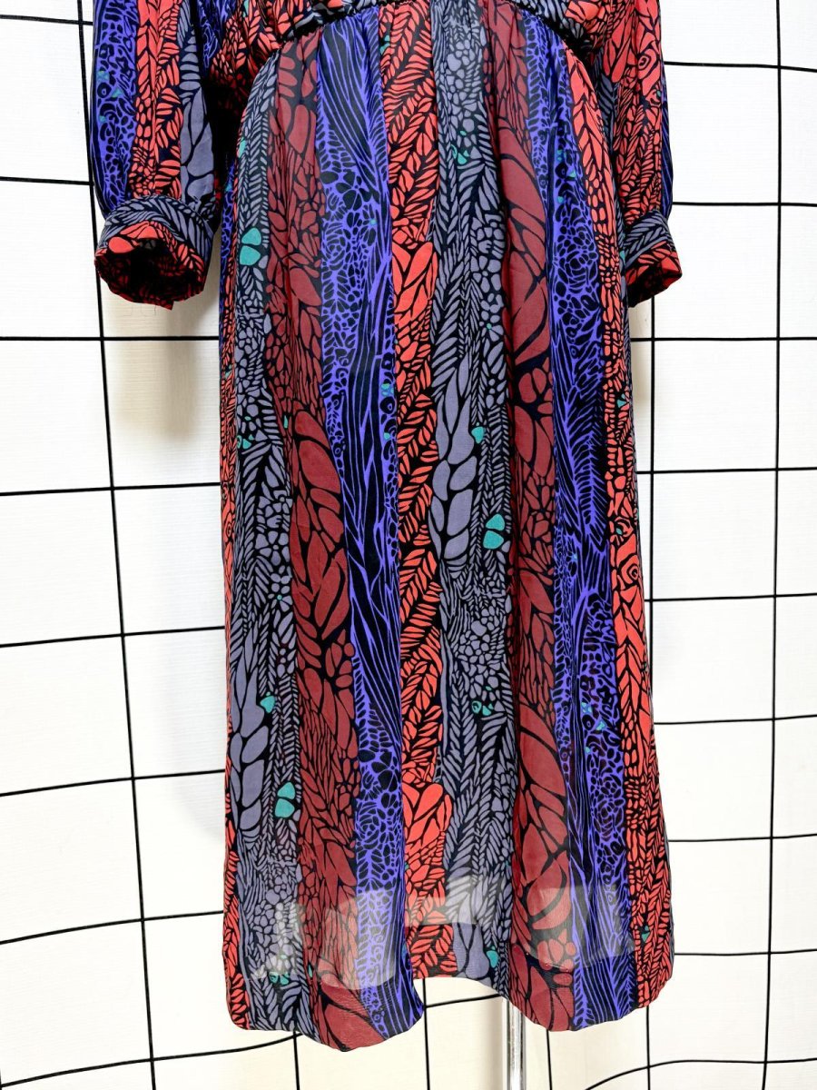 画像10: フロントプリーツデザイン ウエストゴム レトロ USA古着 ヴィンテージワンピース (10)